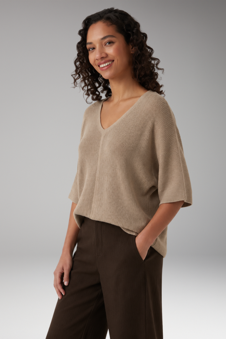 V Neck Half Sleeve Casual Jumper