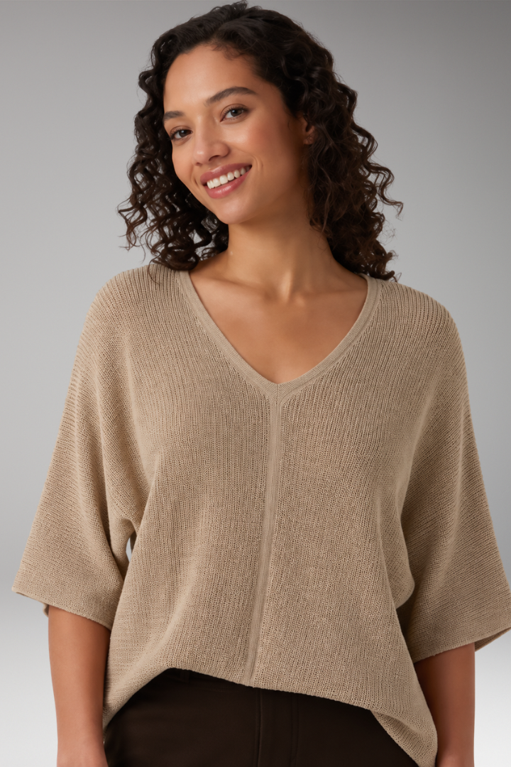 V Neck Half Sleeve Casual Jumper