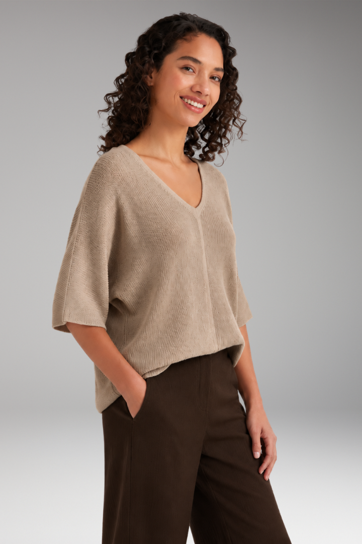 V Neck Half Sleeve Casual Jumper