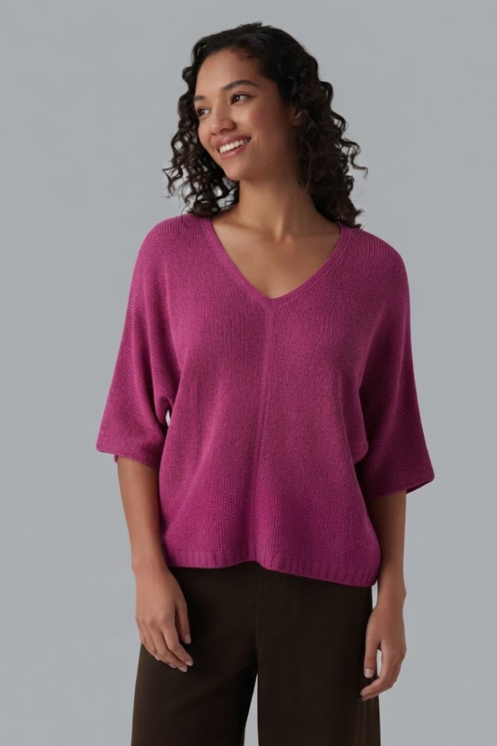 V Neck Half Sleeve Casual Jumper