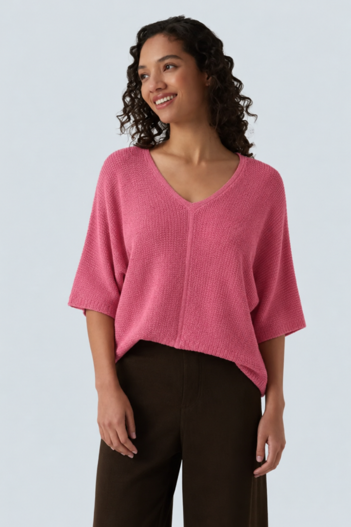 V Neck Half Sleeve Casual Jumper